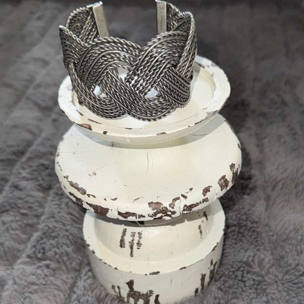 Braided Silver Cuff Bracelet